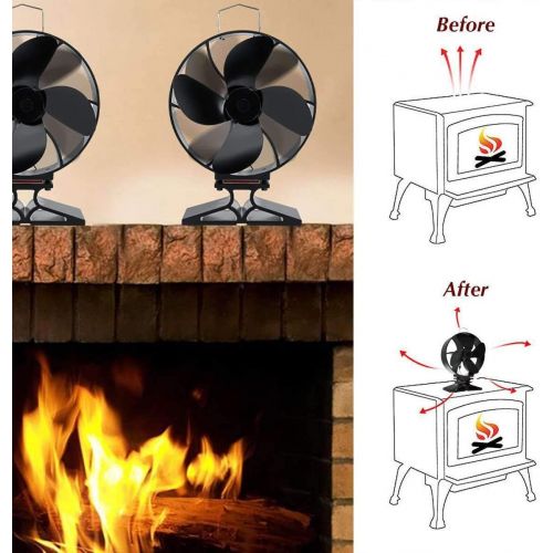  AFANGMQ Stove Fan with Stove Thermometer 4 Blade Fireplace Fan Heat Powered komin Wood Burner Eco Fan Friendly Quiet Home Efficient Heat Distribution Wood Stove Fan