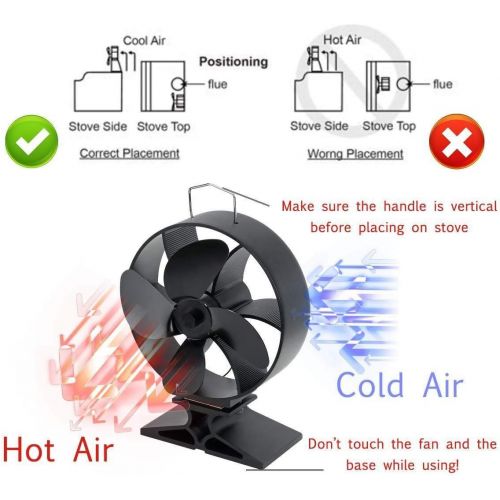  AFANGMQ Stove Fan with Stove Thermometer 4 Blade Fireplace Fan Heat Powered komin Wood Burner Eco Fan Friendly Quiet Home Efficient Heat Distribution Wood Stove Fan
