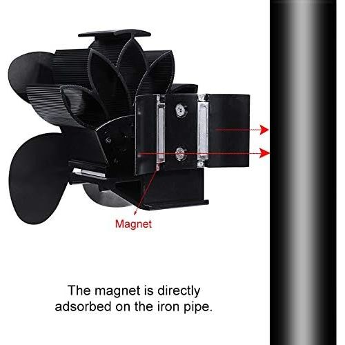  AFANGMQ Magnetic Wall mouted 4 Blade Heat Powered Stove Fan Log Wood Burner Eco Silent Fireplace Fan Home Efficient Heat Distribution for Gas/Pellet/Wood Log Burner Fireplace Wood