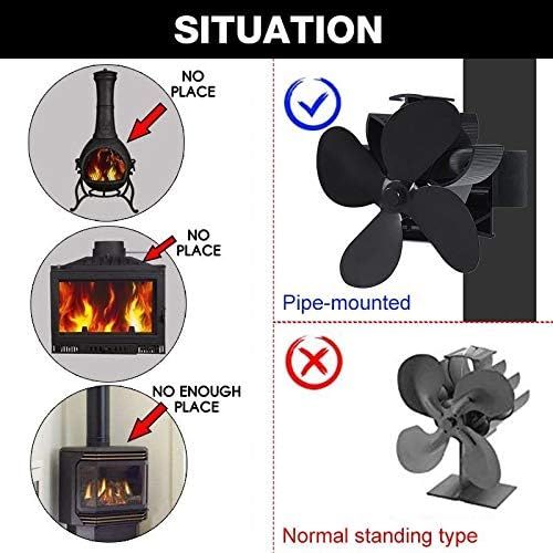  AFANGMQ Magnetic Wall mouted 4 Blade Heat Powered Stove Fan Log Wood Burner Eco Silent Fireplace Fan Home Efficient Heat Distribution for Gas/Pellet/Wood Log Burner Fireplace Wood