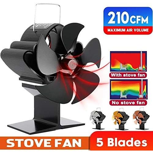  AFANGMQ 5 Blades Wood Burning Stove Fireplace Fan Powered Circulates Warm/Heated Air Eco Stove Fan for Wood/Log Burner/Fireplace Eco Friendly and Efficient Heat Distribution Wood Stove Fan