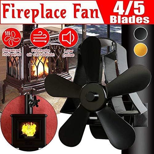  AFANGMQ Wall Mounted Fireplace 4/5 Blade Heat Powered Stove Fan Wood Burner Eco Friendly Quiet Fan Home Efficient Heat Distribution Fan for Gas/Pellet/Wood/Log Stoves Wood Stove Fan ( Colo