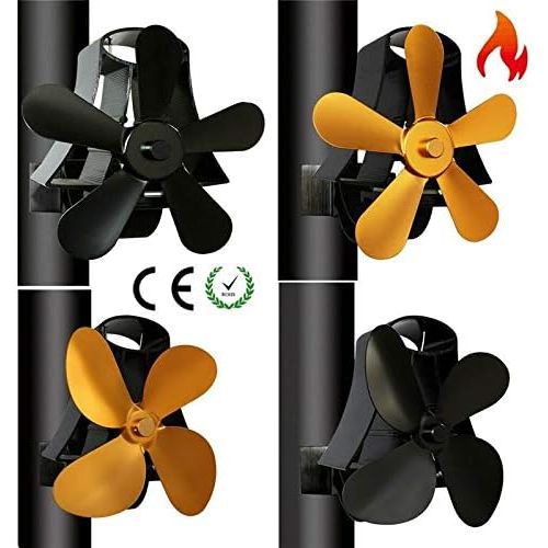  AFANGMQ Wall Mounted Fireplace 4/5 Blade Heat Powered Stove Fan Wood Burner Eco Friendly Quiet Fan Home Efficient Heat Distribution Fan for Gas/Pellet/Wood/Log Stoves Wood Stove Fan ( Colo