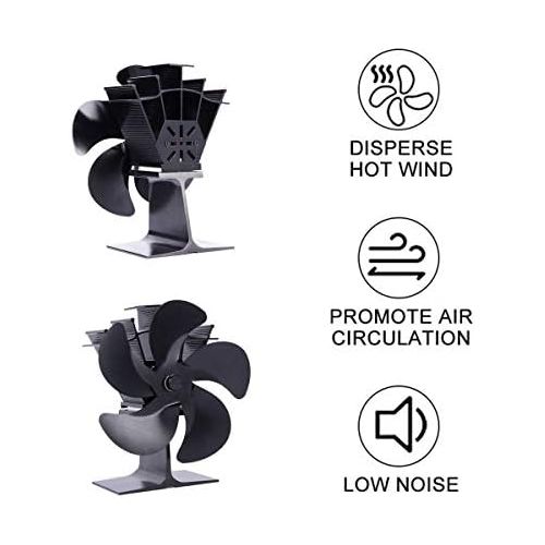  AFANGMQ 5 Blades Energy Saving Heat Powered Stove Fan Log Wood Burner Ecofan Quiet Home Fireplace Fan Efficient Heat Distribution for Gas/Pellet/Wood/Log Burning Stoves Wood Stove