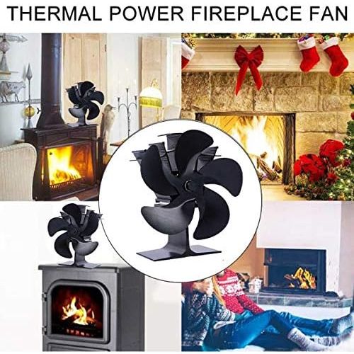  AFANGMQ 5 Blades Energy Saving Heat Powered Stove Fan Log Wood Burner Ecofan Quiet Home Fireplace Fan Efficient Heat Distribution for Gas/Pellet/Wood/Log Burning Stoves Wood Stove