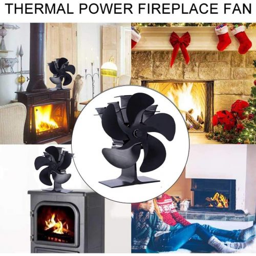  AFANGMQ 5 Blades Energy Saving Heat Powered Stove Fan Log Wood Burner Ecofan Quiet Home Fireplace Fan Efficient Heat Distribution for Gas/Pellet/Wood/Log Burning Stoves Wood Stove