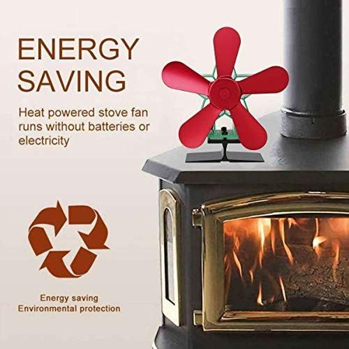  AFANGMQ 5 Blade Heat Powered Stove Fan Log Wood Burner Eco Friendly Fireplace Fan Home Efficient Heat Distribution for Wood/Log Burner/Fireplace,Eco Friendly and Efficient Heat Distributio