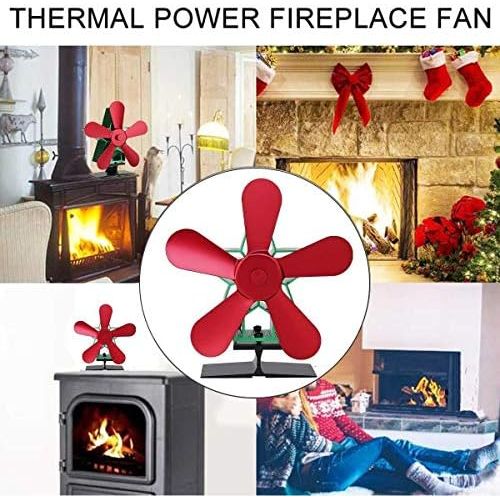  AFANGMQ 5 Blade Heat Powered Stove Fan Log Wood Burner Eco Friendly Fireplace Fan Home Efficient Heat Distribution for Wood/Log Burner/Fireplace,Eco Friendly and Efficient Heat Distributio