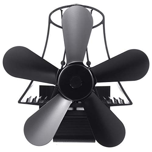  AFANGMQ Wall Mounted Fireplace 4/5 Blade Heat Powered Stove Fan Wood Burner Eco Friendly Quiet Fan Home Efficient Heat Distribution Fan for Gas/Pellet/Wood/Log Stoves Wood Stove Fan ( Colo