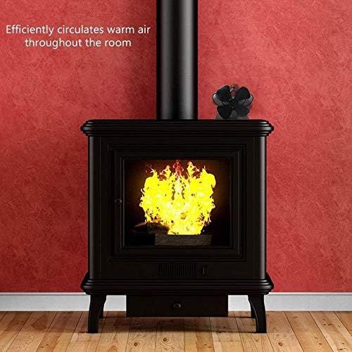  AFANGMQ Mini Black Fireplace 4 Blade Heat Powered Stove Fan komin Log Wood Burner Eco Friendly Quiet Fan Home Efficient Heat Distribute for Gas/Pellet/Wood/Log Stoves Wood Stove Fa