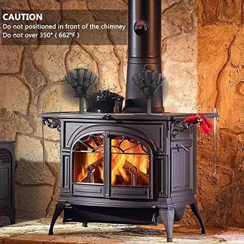  AFANGMQ Black Fireplace Fan 5 Blade Heat Powered Stove Fan Log Wood Burner Eco Friendly Quiet Fan Home Efficient Heat Distribution for Gas/Pellet/Wood Log Burner Fireplace Wood Sto