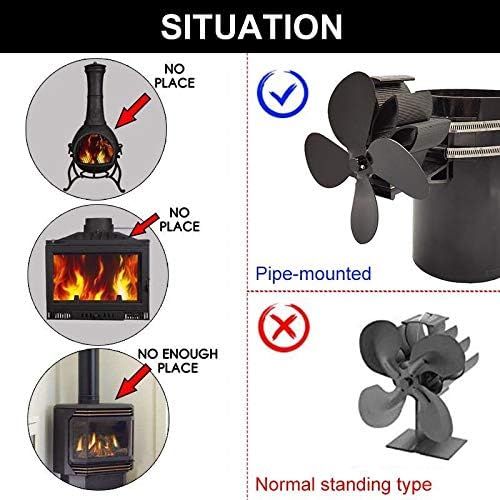  AFANGMQ 4 Blades Heat Powered Stove Fan Log Wood Burner Ecofan Quiet Home Fireplace Fan Efficient Heat Distribute for Wood/Log Burner/Fireplace Eco Friendly and Efficient Heat Distribution