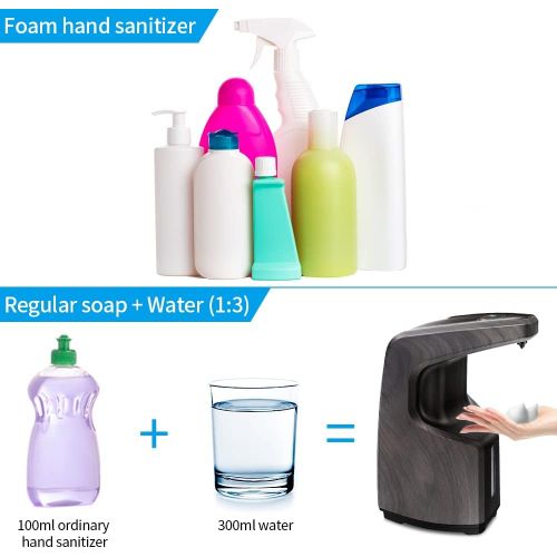  AFMAT Automatic Soap Dispenser, Hand Sanitizer Dispenser Foaming, Touchless Foam Soap Dispenser Battery Operated for Home Kitchen Bathroom, w/Adjustable Volume, 15.2 oz /450ml-Wood