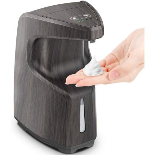  AFMAT Automatic Soap Dispenser, Hand Sanitizer Dispenser Foaming, Touchless Foam Soap Dispenser Battery Operated for Home Kitchen Bathroom, w/Adjustable Volume, 15.2 oz /450ml-Wood