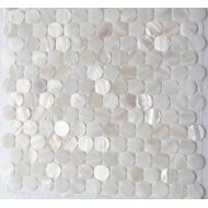 AFSJ Genuine White Round Penny Mother of Pearl Mosaic Tile Sample Swatch for BathroomSpaKitchen Backsplash (One 5x5 Sample)