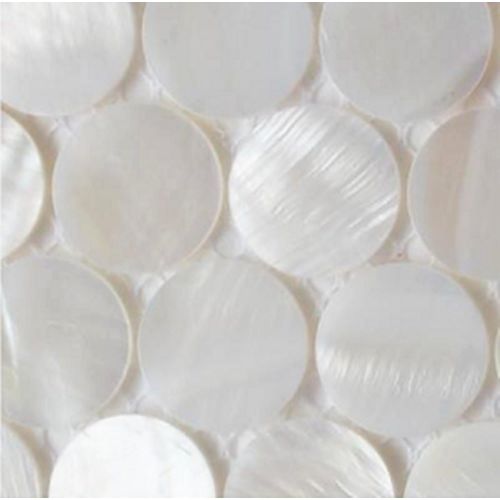  AFSJ Genuine White Round Penny Mother of Pearl Mosaic Tile Sample Swatch for BathroomSpaKitchen Backsplash (One 5x5 Sample)