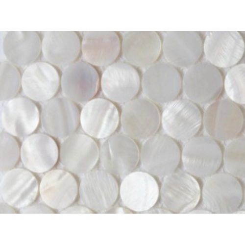  AFSJ Genuine White Round Penny Mother of Pearl Mosaic Tile Sample Swatch for BathroomSpaKitchen Backsplash (One 5x5 Sample)