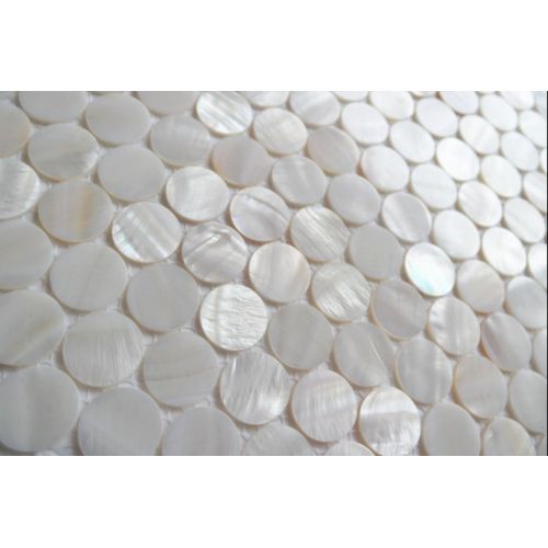  AFSJ Genuine White Round Penny Mother of Pearl Mosaic Tile Sample Swatch for BathroomSpaKitchen Backsplash (One 5x5 Sample)