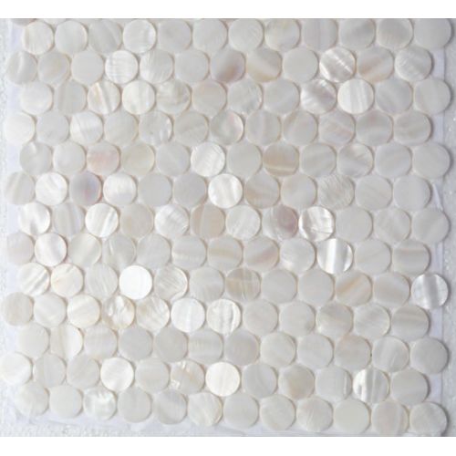  AFSJ Genuine White Round Penny Mother of Pearl Mosaic Tile Sample Swatch for BathroomSpaKitchen Backsplash (One 5x5 Sample)