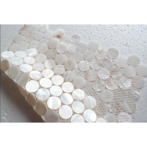  AFSJ Genuine White Round Penny Mother of Pearl Mosaic Tile Sample Swatch for BathroomSpaKitchen Backsplash (One 5x5 Sample)