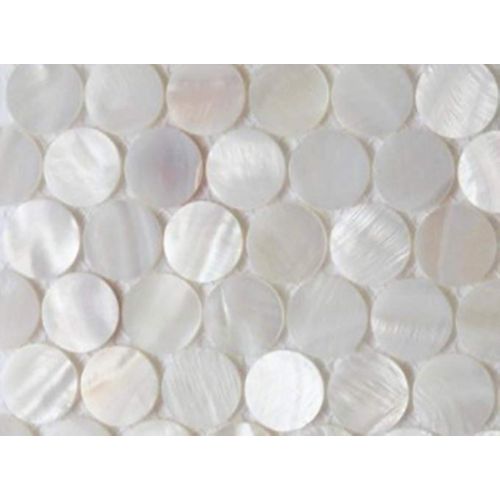  AFSJ Genuine White Round Penny Mother of Pearl Mosaic Tile Sample Swatch for BathroomSpaKitchen Backsplash (One 5x5 Sample)