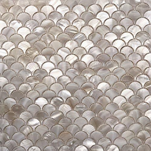  AFSJ Genuine White Fish Scale Mother of Pearl Mosaic Tile For BathroomKitchenSpa Backsplash (6 Sheets)