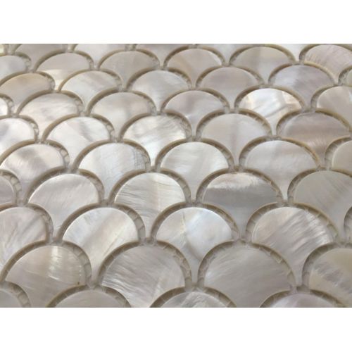  AFSJ Genuine White Fish Scale Mother of Pearl Mosaic Tile For BathroomKitchenSpa Backsplash (6 Sheets)