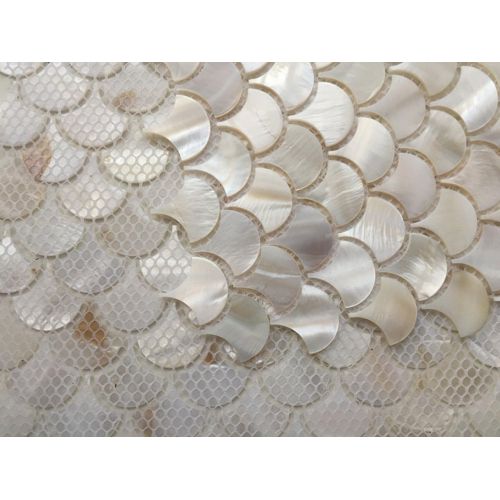  AFSJ Genuine White Fish Scale Mother of Pearl Mosaic Tile For BathroomKitchenSpa Backsplash (6 Sheets)