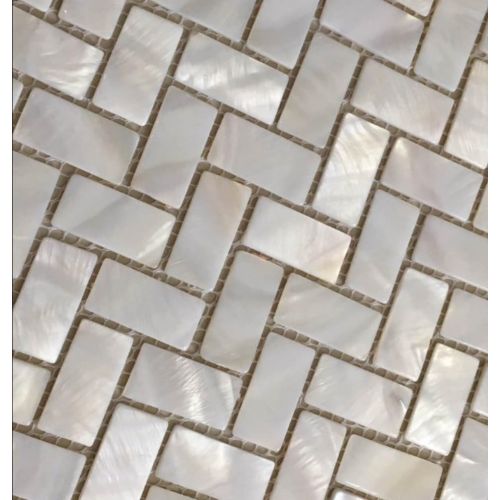  AFSJ Genuine White Herringbone Mother of Pearl Tile 12 Packs-Bathroom Kitchen Backspalsh