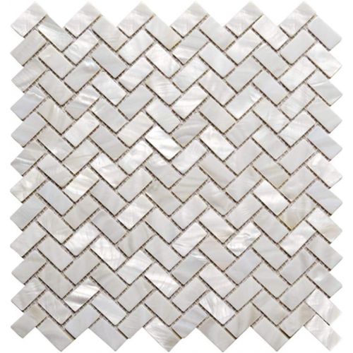  AFSJ Genuine White Herringbone Mother of Pearl Tile 12 Packs-Bathroom Kitchen Backspalsh