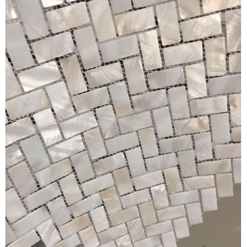  AFSJ Genuine White Herringbone Mother of Pearl Tile 12 Packs-Bathroom Kitchen Backspalsh