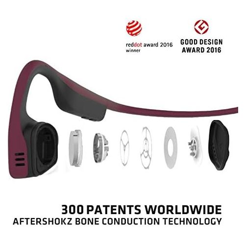  [아마존베스트]AfterShokz Trekz Titanium Bone Sound Headphones, Open Ear Sports Headphones, Bluetooth Headphones, Bone Conduction Headphones, with Carry Case, Wireless, Microphone, Approx. 36 g,