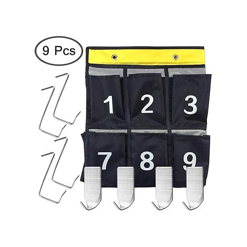  AFUNTA 30 Numbered Pockets Classroom Calculator Holder & Cell Phone Pockets Chart Organizer Hanging Door and Wall Storage Bag with 4 Adhesive Hooks / 4 Door Hooks - Navy