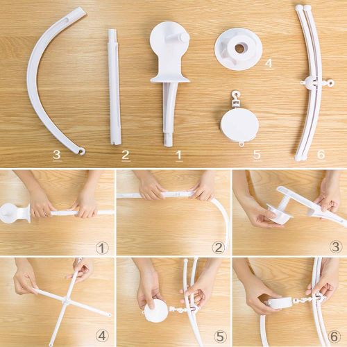  [아마존베스트]AFUNTA 26 Inch Baby Crib Mobile Bed Bell Holder Music Box Holder Toy Decoration Hanging Arm Bracket Baby Bed Stent Set Nut Screw