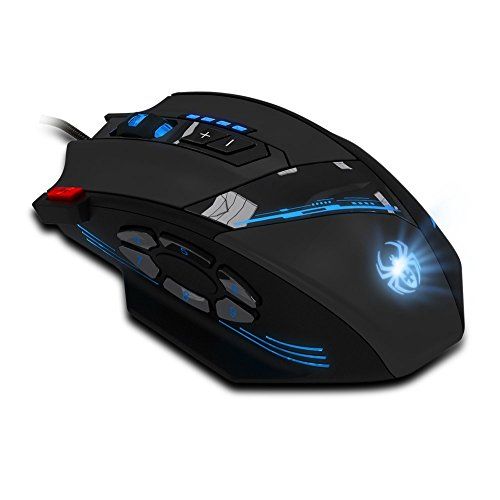  12 Programmable Buttons Zelotes C12 Gaming Mouse, AFUNTA Laser Double-Speed Adjustment 8000DPI Mice Support 4 Level Switch