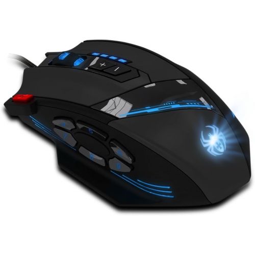  12 Programmable Buttons Zelotes C12 Gaming Mouse, AFUNTA Laser Double-Speed Adjustment 8000DPI Mice Support 4 Level Switch