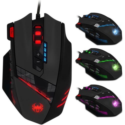  12 Programmable Buttons Zelotes C12 Gaming Mouse, AFUNTA Laser Double-Speed Adjustment 8000DPI Mice Support 4 Level Switch