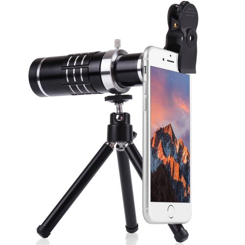  18X HD Telephoto Lens Kit for Phone Camera, AFUNTA Zoom Telescope Telescopic Lens with Mini Tripod Compatible iPhone Samsung Smartphone - Black