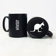 AFewHomeTruths Personalised Kangaroo Carved Mug/Black Mug/Gift for Friend/Gift for Animal Lover/Australiana Gift/Australian Gift/Kangaroo/Personalised Gift