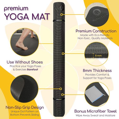  [아마존베스트]AG ACTIVEGEAR Large Yoga Mat 6x4x8mm Extra Thick, Durable, Eco-Friendly, Non-Slip & Odorless Barefoot Exercise and Premium Fitness Home Gym Flooring Mat by ActiveGear