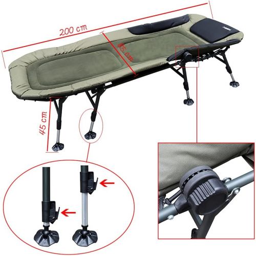  [아마존베스트]AGEM Fishing Lounger, Carp Lounger, 8 Legs XXL Camping Bed, Carp Garden Lounger, 200 kg Carp Bedchair Lounger, Camping Bed