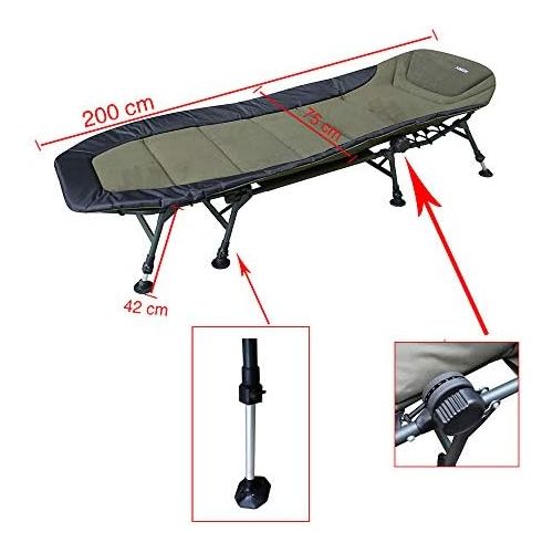  [아마존베스트]AGEM Carp Lounger 8 Leg Fishing Lounger Camping Bed Folding Bed Chair Fishing Lounger Camping Lounger 200 cm