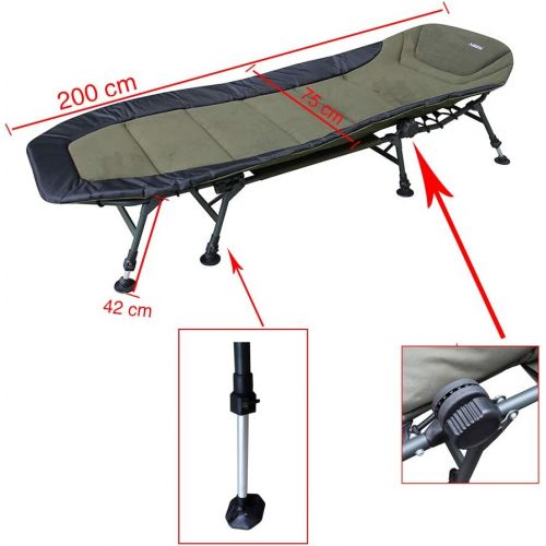  [아마존베스트]AGEM Carp Lounger 8 Leg Fishing Lounger Camping Bed Folding Bed Chair Fishing Lounger Camping Lounger 200 cm