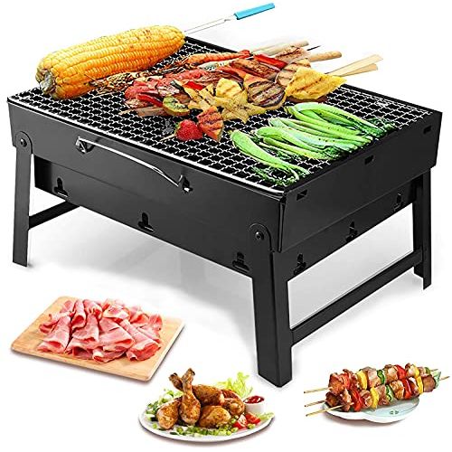  AGM Barbecue Grill, Charcoal Grill Folding Portable Lightweight Barbecue Grill Tools for Outdoor Grilling Cooking Camping Hiking Picnics Tailgating Backpacking Party 17x 11.6x 2.6