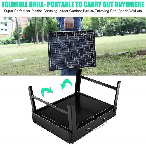  AGM Barbecue Grill, Charcoal Grill Folding Portable Lightweight Barbecue Grill Tools for Outdoor Grilling Cooking Camping Hiking Picnics Tailgating Backpacking Party 17x 11.6x 2.6