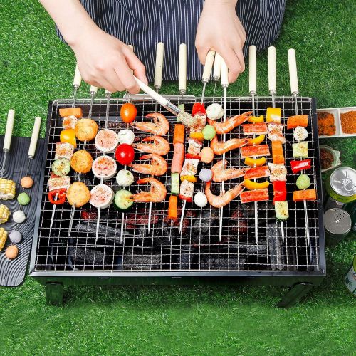  AGM Barbecue Grill, Charcoal Grill Folding Portable Lightweight Barbecue Grill Tools for Outdoor Grilling Cooking Camping Hiking Picnics Tailgating Backpacking Party 17x 11.6x 2.6