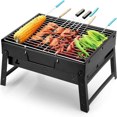  AGM Folding Portable Barbecue Charcoal Grill, Barbecue Desk Tabletop Outdoor Stainless Steel Smoker BBQ for Outdoor Cooking Camping Picnics Beach (M1)