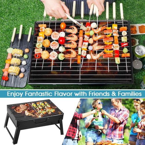  AGM Folding Portable Barbecue Charcoal Grill, Barbecue Desk Tabletop Outdoor Stainless Steel Smoker BBQ for Outdoor Cooking Camping Picnics Beach (M1)