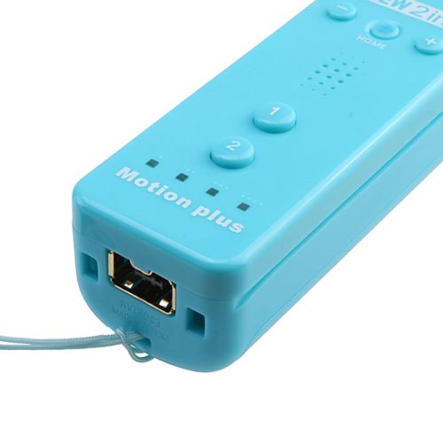  AGPtek Blue Built-in Motion Plus Remote + Nunchuck Controller For Wii + Silicone Case + Wrist Strap