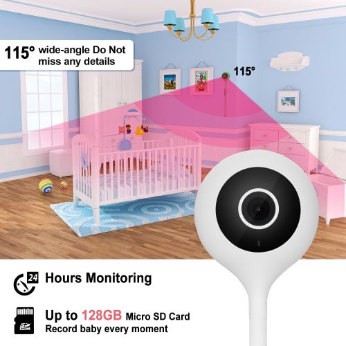  AGPTEK AGPtek Video Baby Monitor with WiFi for Home 2 Way Audio IR Night Vision Music Player